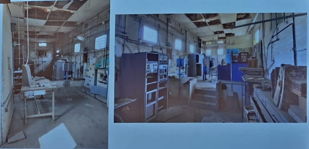 The building before and during renovation