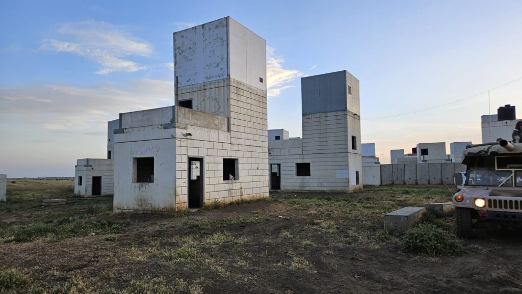 CQB training area we been practicing in this week - on the right you can see a masked Hummer that was practicing along with us