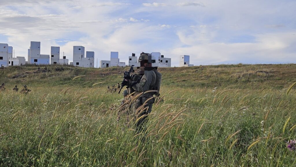 A soldier practicing during night in Golan Heights firing zone