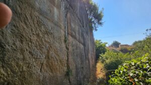 The north moat from the road and from the inside