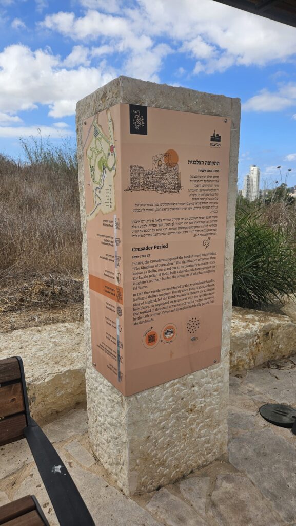 The Crusader period stone and what left of the fortress