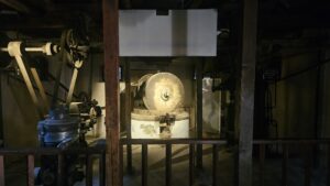The machinery inside the oil mill
