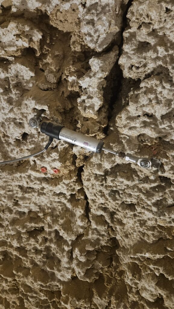 A crack meter inside the underground tunnel  - Sarona Park
