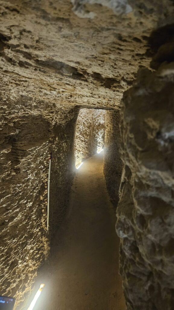 The underground tunnel chiseled in the Kurkar stone  - Sarona Park